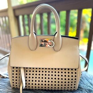 Ferragamo Studio Bag with Laser cut Calfskin